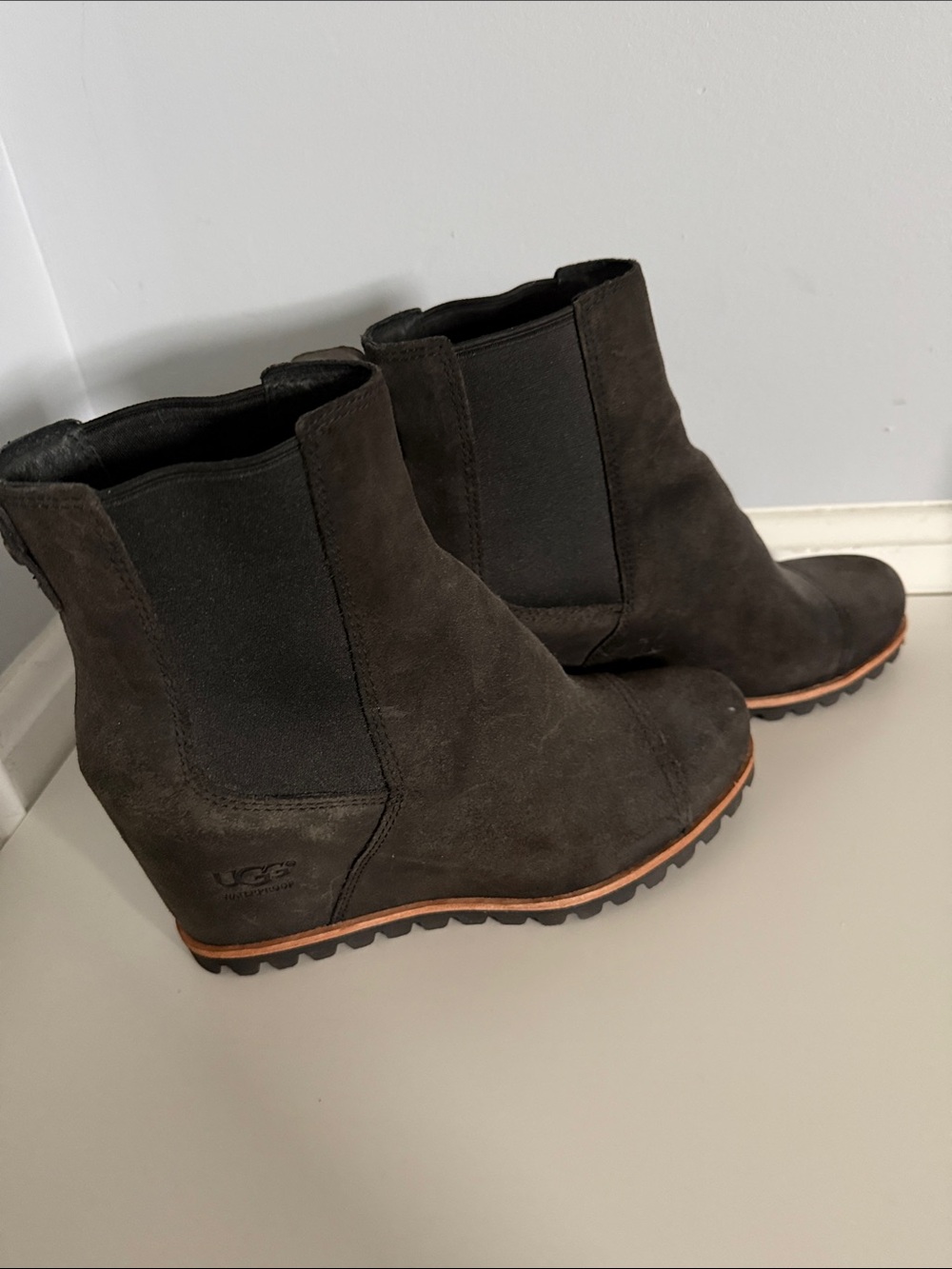 UGG Black Suede Wedge Ankle Boots